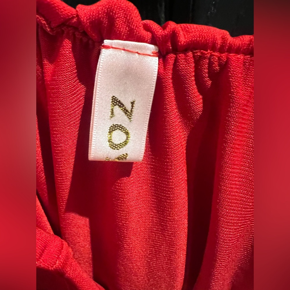 Red Off-Shoulder Ruffle Blouse - Picture 2 of 4